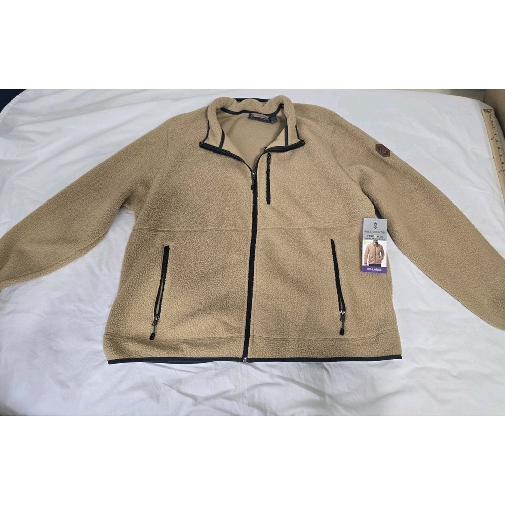 Free Country Men's XXL (50-52) Camel Colored Highland‎ Sherpa Fleece Jacket NWT